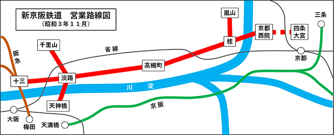 京都本線　京都西院開業 （昭和3年11月～）